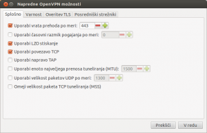 Dodatne nastavitve OpenVPN povezave