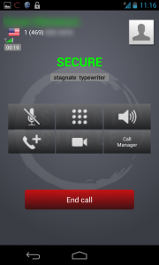 SilentPhone jasno pokaže status povezave in SAS.