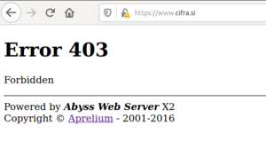 Na HTTPS strani podjetja Cifra ni vsebine